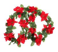 HOODANCOS 170Cm Christmas Flower Rattan Garland, Simulation Poinsettia Vine Decoration, Red Artificial Floral Christmas Accessory for Holiday Home and Party Decor