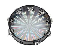 HOODANCOS 1pc Hand Drum with Printed Design Double Row Bell Percussion Instrument for Comfortable Grip Patterns Musical for Strengthening Hand Skills