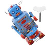 HOODANCOS 1pc Vintage Wind Up Robot Drum Retro Tinplate Collectible for Adults Handcrafted Mechanical Childhood Memory Unique for Home Office Decor Fun Wind Up Action Robot