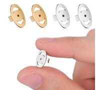 HOODANCOS 2 Pairs Earring Backs for Studs, Gold and Platinum Plated Copper with Silicone, Heavy Earring Support Stoppers for Pierced Ears, Anti-Droop Safety Locking Backs for Women