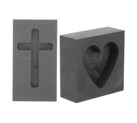 HOODANCOS 2 Pcs Heart Shape Graphite Mold Cross Shape Graphite Mold for Copper Silver Casting DIY Crafting Jewelry Making Supplies
