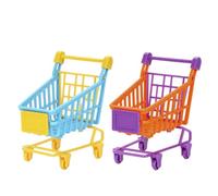 HOODANCOS 2 Pcs PVC Simulation Trolley Mini Shopping Cart Storage Rack for Fun Dolls Storage Random Color for Pretend Play and Family Activities Random Color