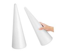 HOODANCOS 2 Pcs White Foam Cones for DIY Arts and Crafts Smooth Paintable Cone-Shaped Foam for Christmas Tree Projects Lightweight Craft Supplies for Table Centerpiece Decorations