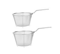HOODANCOS 2 Pieces Stainless Steel Frying Baskets with Foldable Handles, Heat-Resistant Kitchen Drain Baskets for French Fries and Fried Food, Sizes 15cm 18cm, Universal Cooking Strainers