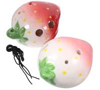 HOODANCOS 2 Sets Ocarina for Beginner Practice Wind Instrument with Sound Adorable Strawberry Fruit Design Pack in Red and Pink Creative Random Color