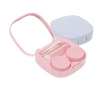 HOODANCOS 2 Sets Portable Contact-Lens Case Oval Smooth Surface with Mirror Compact Delicate Contacts Holder for Travel Home Daily Use in Sky Blue and Pink