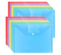 HOODANCOS 20pcs Plastic File Folders with Label Pockets Tear-Resistant Document Organizer Envelopes in Assorted Colors for Office School Travel and Home Paperwork Storage