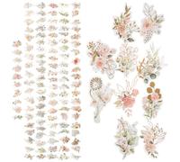 HOODANCOS 240pcs Decorative Plants and Flowers Stickers for Scrapbooking and Craft Projects, Holographic Mixed Style DIY Decals Assorted Colours, for Stationery Decoration Assorted Style