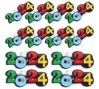 HOODANCOS 25pcs Luminous 2024 New Year Pin Brooch, Plastic Decorative Pin with Built-in Batteries, Easy to Keep and Won't Easily Deform, for Graduation Party and Performances