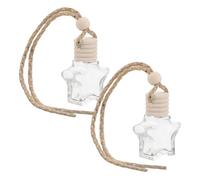 HOODANCOS 2pcs 10ml Star-shaped Hanging Car Aromatherapy Diffuser Bottles with Gold Rope, Refillable Glass Aroma Pendant for Vehicle Interior Fragrance Decoration