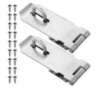 HOODANCOS 2pcs 5 Inch Stainless Steel Safety Lock Hasp with Screws, Rustproof Lockable Design Sliding Latch Bolt for Retro Jewelry Box Latches and Treasure Chest Clasp, for Garage