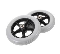 HOODANCOS 2pcs 8-inch Solid Front Wheel Replacement for Wheelchair Sturdy Gray Wide Tread Casters Bearings, Compatible Wheelchair Front Wheels for Medical Mobility Equipment