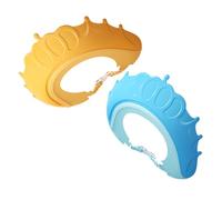 HOODANCOS 2pcs Adjustable Baby Hair Wash Shield and Ear Protector Caps for Infants and Toddlers, Water Guard Bath Visor Hats in Blue and Yellow, Protective Shower Cap for Boys and Girls