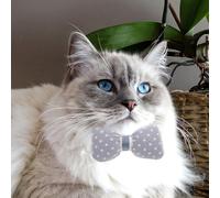 HOODANCOS 2pcs Adjustable Cat Collar with Bell and Bowknot Checked Pattern Pet Collar for Cats and Kittens Easy to Put Practical and Cute Blue Pink