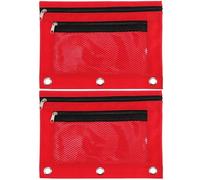 HOODANCOS 2Pcs Binder Pencil Pouches with Mesh Design Wear-Resist Zipper Pencil Cases for School and Office Compact Stationery Bags with Large Capacity for Pens and Art Supplies