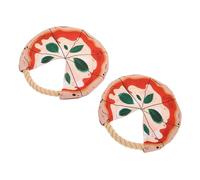 HOODANCOS 2pcs Bite-resistant Dog Flying Disc with Soft Cotton Rope Pizza Design for Outdoor Fetch Training and Interactive Chew Play Suitable for Puppies and Dogs