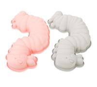 HOODANCOS 2pcs Caterpillar Silicone Candy Molds Non-Stick Baking Moulds for Chocolate and Cake DIY, Blue and Pink Food-Grade Silicone Bakeware for Dessert and Candy Making