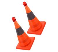 HOODANCOS 2pcs Collapsible Traffic Cone with LED Light for Road Safety Management, Multi Purpose Orange Safety Cone with Foldable Design and Easy Storage, Suitable for Variety of Settings