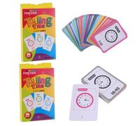 HOODANCOS 2pcs Educational Clock Flash Cards for Early Learning Teaching Game Bright Colors Rounded Corners Hand-eye Coordination Development