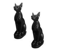 HOODANCOS 2Pcs Egyptian Bastet Cat Statue Resin Craft Unique Cat God Ornament for Home Office Bar Decoration Black Sand Table Adornment Gift for Lovers and Mythology Fans