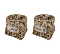 HOODANCOS 2pcs Flower Holder Handwoven Storage Basket Large Capacity Straw Handy Sorting Fashion Desktop Organizer for Living Room and Office