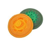 HOODANCOS 2pcs Handcrafted Embroidered Tea Pot Mats, Small 10cm Round Cushions for Religious Singing Bowls, Yoga Studio Decor, Seven Chakras Sound Bowl Pads in Green and Orange