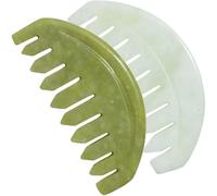 HOODANCOS 2pcs Jade Massage Comb Set for Scalp and Body Acupoint Massage, Smooth Polished Green Phoenix and Xiuyan Jade Gua Sha Tools for Head Meridian and Scalp Care