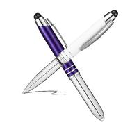 HOODANCOS 2pcs Lighted Ballpoint Pen Multi Function Flashlight Writing Stylus with Capacitive Tip for Touch Screens for Office School and Blue