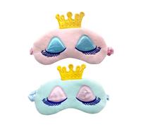 HOODANCOS 2pcs Lightweight Cartoon Crown Sleep Eye Mask for Women, Comfortable Coral Fleece Blindfold for Nap and Yoga, Light Blocking Sleeping Eyeshade in Pink and Blue