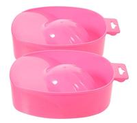 HOODANCOS 2pcs Manicure Soak Bowls for Nail Art and Polish Remover Pink Plastic Non-break Soaking Bowls Fit Five Nails a Time and Remover Use