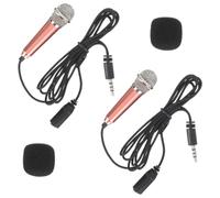 HOODANCOS 2pcs Mini Microphones Portable Vocal Smartphone Microphones for Singing and Voice Recording, Gold Color with Cover, Suitable for Mobile Phones and Tablets