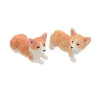HOODANCOS 2pcs Miniature Resin Corgi Figurines Small Dog Sculptures with Lifelike Detailing Glossy Finish Cute Puppy Statues for Car Dashboard Desk Cake Toppers Home and Office Decor