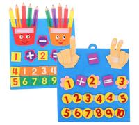 HOODANCOS 2pcs Montessori Finger Math Board Early Education Nonwoven Fabric Counting Multiplication Teaching Aids for Kindergarten Hand Number Activity