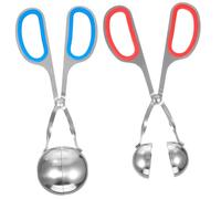 HOODANCOS 2pcs None-Stick Baller Tongs Sushi Rice Ball Maker Meatball Maker Non-Stick Meatball Tongs Meat Ball Clamp Clips Fruit Spoon Rice Red