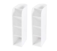 HOODANCOS 2pcs Plastic Pencil Cases for Students, Sturdy and Convenient Desktop Pen Holders Fashionable White Design, for School and Home Organisation