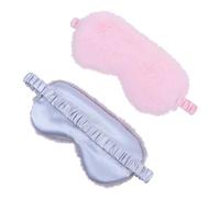 HOODANCOS 2pcs Plush Lightproof Sleeping Eye Masks for Women and Soft Fluffy Nap Blindfolds in Pink and Grey Comfortable Relaxation Covers for Stress Relief and Long Sleep
