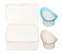 HOODANCOS 2pcs Portable Blue Eye Wash Cup Set with Storage Box Lightweight Plastic and Silicone Material Fit Rim for Eyes During Business Trips and Outdoor Activities
