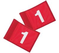 HOODANCOS 2pcs Portable Golf Pin Flags Numbered Red Small Course Flags for Golf Training Practice Sturdy Wear-Resistant Yard and Putting Green Accessories