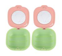 HOODANCOS 2Pcs Portable Invisible Retainer Case with Mirror, Small Aligner Box for Travel, Orthodontic Oral Appliance Storage, Denture Holder for Night Guard and Cleaning