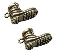 HOODANCOS 2pcs Pure Copper Handmade Brass High Heel Boots Keychain Pendants, Mini DIY Brass Shoe Charms for Crafting and Bag Hanging Accessories
