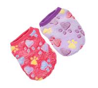 HOODANCOS 2Pcs Rabbit Print Warm Pet Vests for Small Dogs and Cats Xxs Adorable Lightweight Festival Apparel Cozy Puppy Clothes with Footprint Design for Parties and Walks