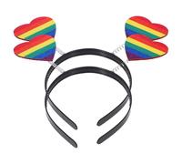 HOODANCOS 2pcs Rainbow Heart-shaped Headband Hair Hoop for Women Men Flexible Wear-resistant Festival Hair Hoop Colorful Party Headdress Decor for Outdoor and Theme Celebrations