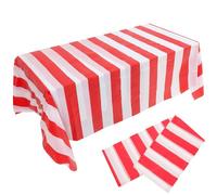 HOODANCOS 2pcs Red and White Stripe Tablecloth 137x274cm Circus Theme Party Table Cover Birthday Party Decorations