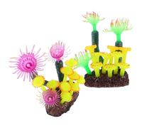 HOODANCOS 2pcs Silicone Sea Anemone Aquarium Decor, Soft Artificial Coral Reef Ornaments for Fish Tank Landscape, Lifelike Aquarium Decoration for Marine and Freshwater Tanks