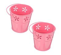 HOODANCOS 2Pcs Simple Iron Buckets Flower Pots for Garden Decor Vintage Style Flower Holders for Succulents and Home Storage Pink Small Containers for Desktop Organizing and Party Gifts