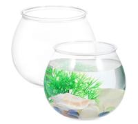 HOODANCOS 2pcs Small Fish Tank round Plastic Fish Bowls for Desktop Display Vase Bowls for Goldfish Keeping and Aquatic Plants Decoration
