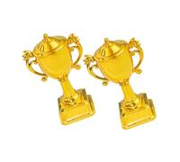 HOODANCOS 2Pcs Small Plastic Trophy Cake Toppers for Party Decorations, Participation and Achievement Awards, Non-Edible Dessert Table Accessories for Birthday and Sports Events