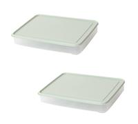 HOODANCOS 2pcs Stackable Egg Storage Box Lid, 24-Compartment Refrigerator Egg Tray Holder, Green Fresh-Keeping Container for Kitchen and Fridge Organization