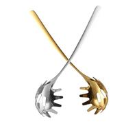 HOODANCOS 2pcs Stainless Steel Pasta Utensil with Hollow Spaghetti Server Spoon for Easy Drainage Heat-Resistant Kitchen Tool in Gold and Silver Multipurpose Noodle Serving for Home and