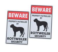 HOODANCOS 2pcs Vintage Metal Beware of Dog Sign for Fence Outdoor Warning Rottweiler Property Plaque to Deter Unwanted Visitors and Enhance Security